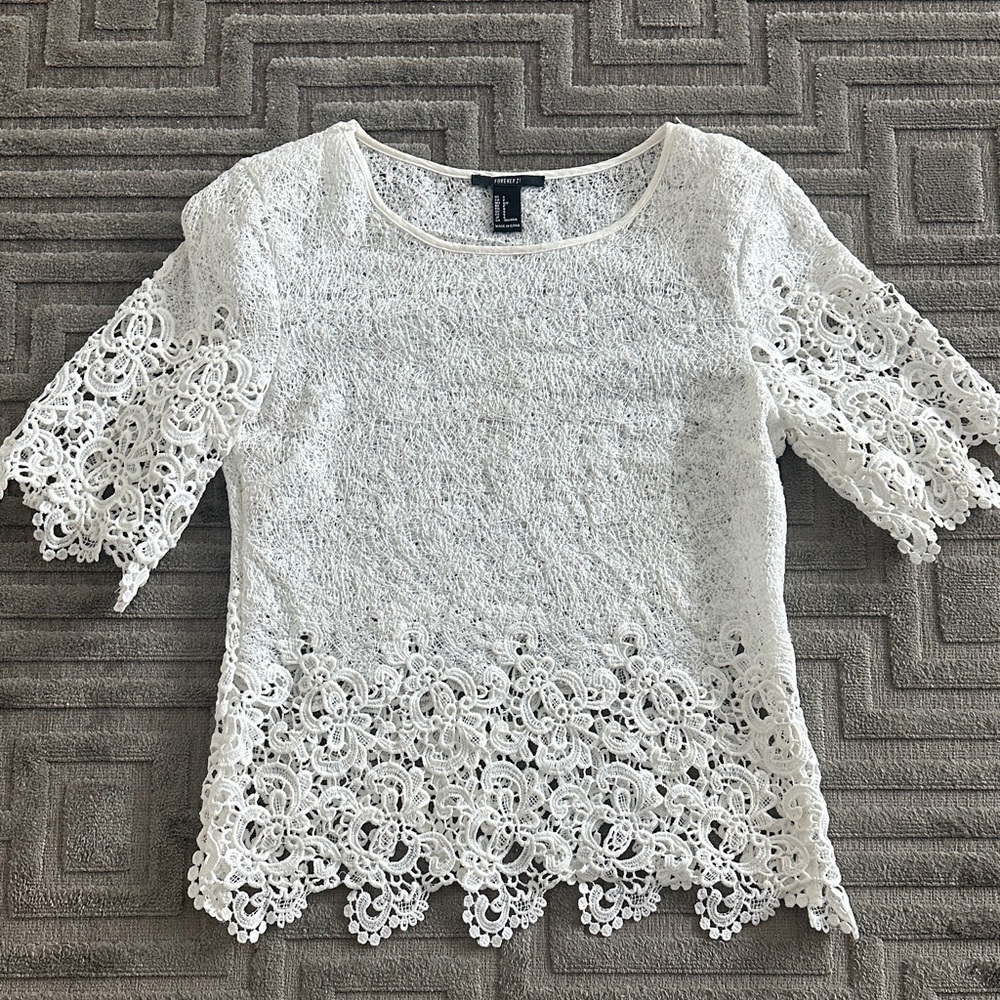 Forever 21 White Lace Blouse